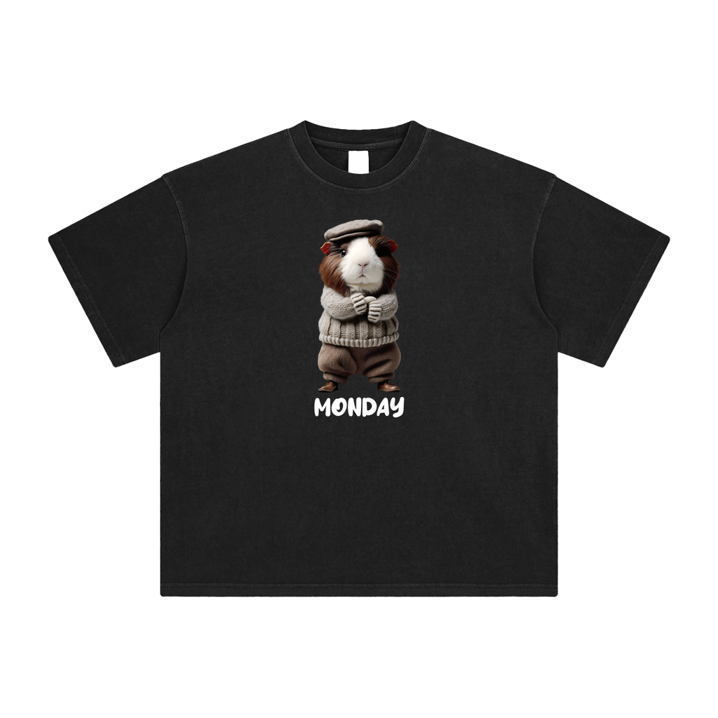 Monday - Enzyme Washed T-Shirt (Black) - 250 GSM