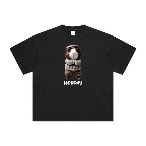 Monday - Enzyme Washed T-Shirt (Black) - 250 GSM